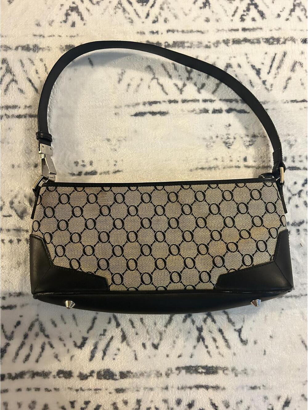 Oroton Sydney Monogram Canvas and Leather Shoulder Bag